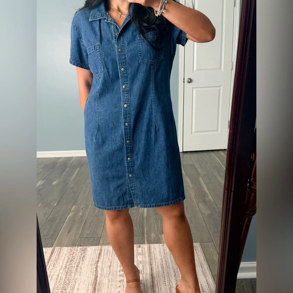 Faded Glory Denim snap Button Shirt Dress sz XL - Picture 2 of 5